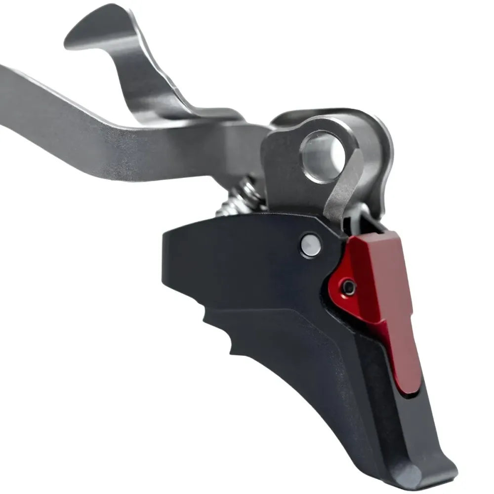 TriggerTech ACE Trigger do Glock – zawartość zestawu, sprężyny i język spustowy Flat Black/Red