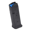 Czarna magazynek do broni z niebieskim elementem, idealny dla Glock i AR-15