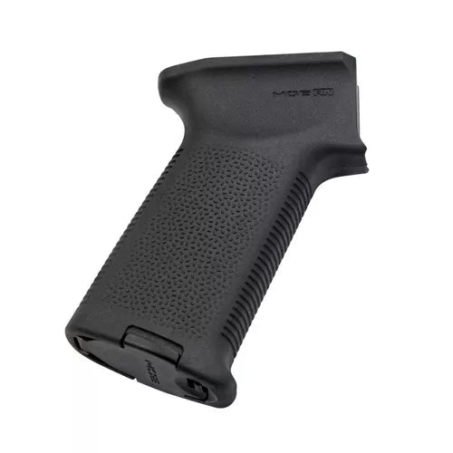 Czarny polimerowy chwyt pistoletowy serii MOE AK Grip amerykańskiej marki Magpul z antypoślizgowym teksturowaniem TSP przeznaczony do karabinka AK47