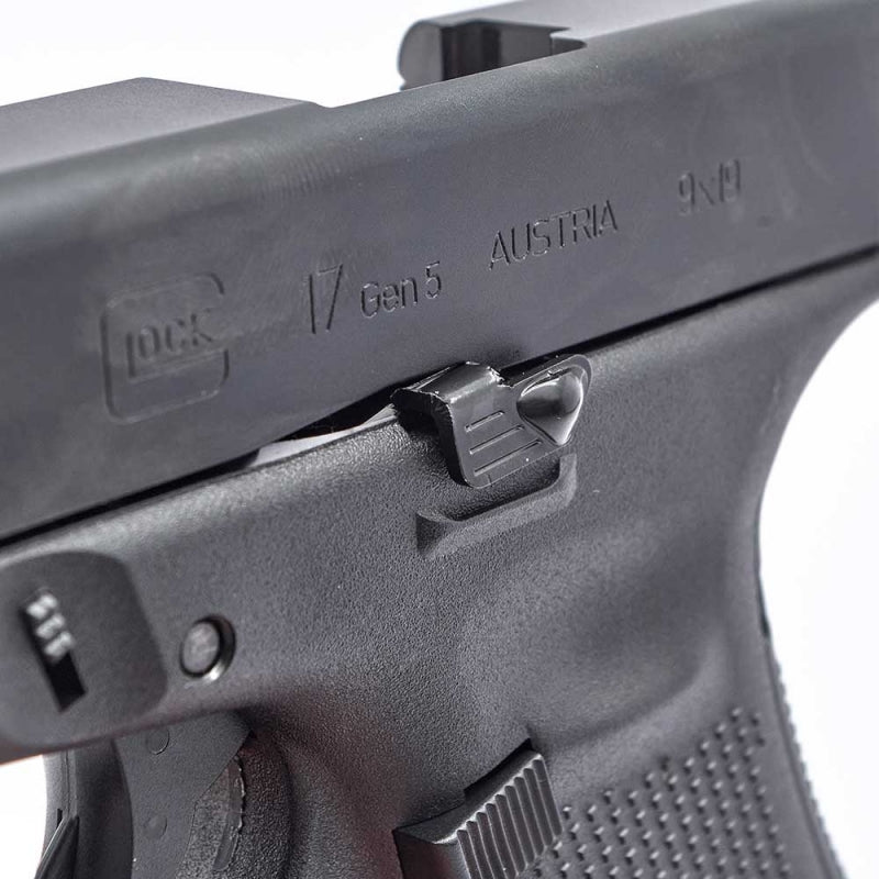 Powiększony zrzut zamka Eemann Tech do Glock Gen 5 Small Frame, stalowy zamiennik części OEM 47248 i 47249 w SHOTWORKS.