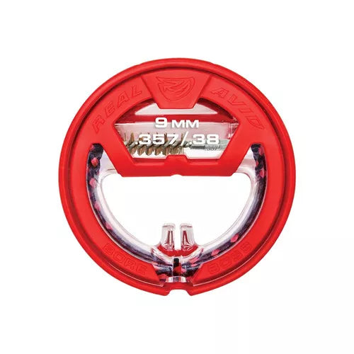 Kompaktowy wycior sznurowy Real Avid Bore Boss z wbudowaną szczotką mosiężną i mopem w elastycznym okrągłym etui Flex-Case do lufy kaliber 9mm